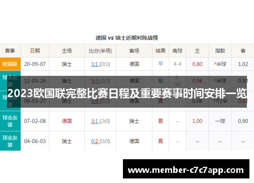2023欧国联完整比赛日程及重要赛事时间安排一览 2023欧国联完整比赛日程及重要赛事时间安排一览